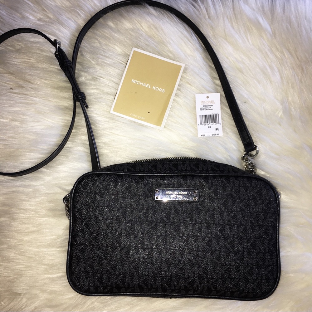 Michael Kors Logo Black & Gray Crossbody Purse